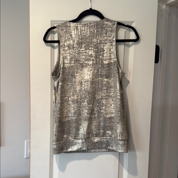 Anthropologie Silver Sequin Wrap Tank Top - Picture 3 of 3